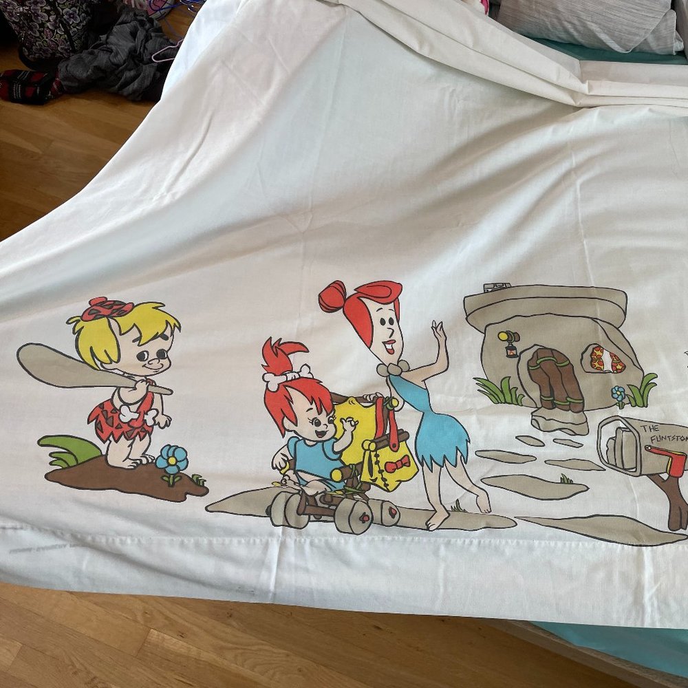 VINTAGE Flintstones Top Twin Sheet